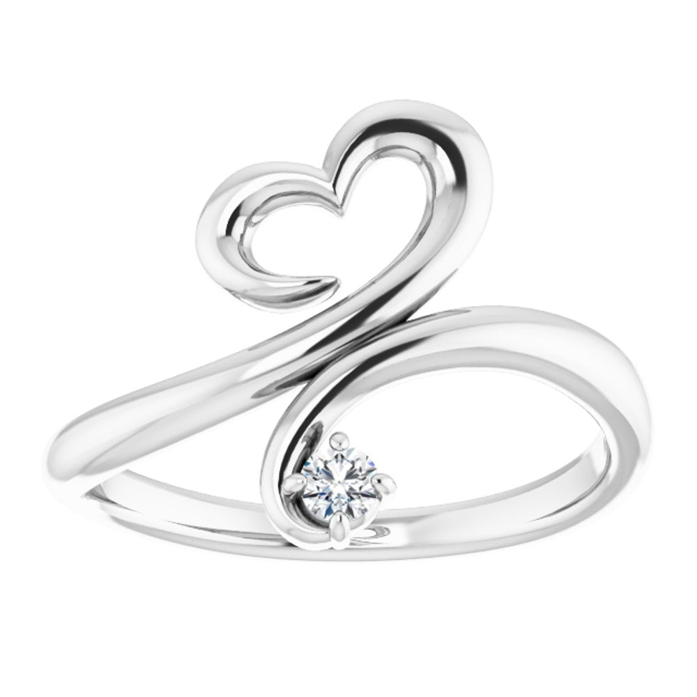 Sterling Silver .06 CTW Natural Diamond Heart Ring