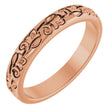 14K Rose Gold 3 mm Floral Half Round Band Size 7