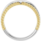 14K White & Yellow Negative Space Rope Ring