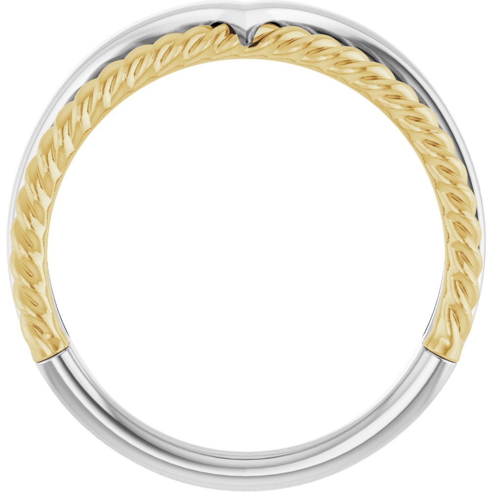 14K White & Yellow Negative Space Rope Ring