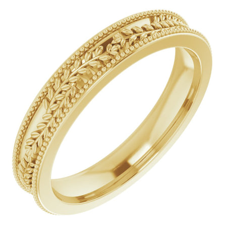 14K Yellow Gold 3.65 mm Floral Band
