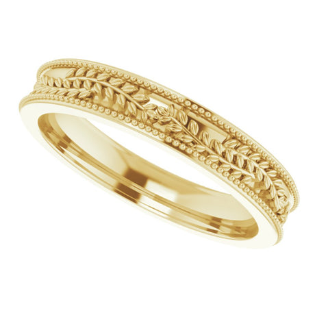 14K Yellow Gold 3.65 mm Floral Band