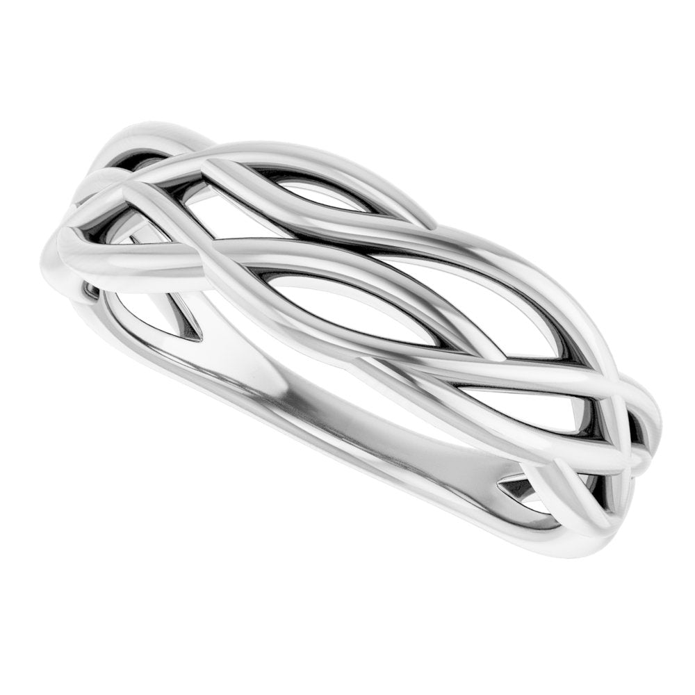 14K White Criss-Cross Ring