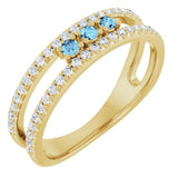 14K Yellow Gold Natural Aquamarine & 1/4 CTW Natural Diamond Ring