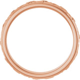 14K Rose Gold 3 mm Floral Half Round Band Size 7