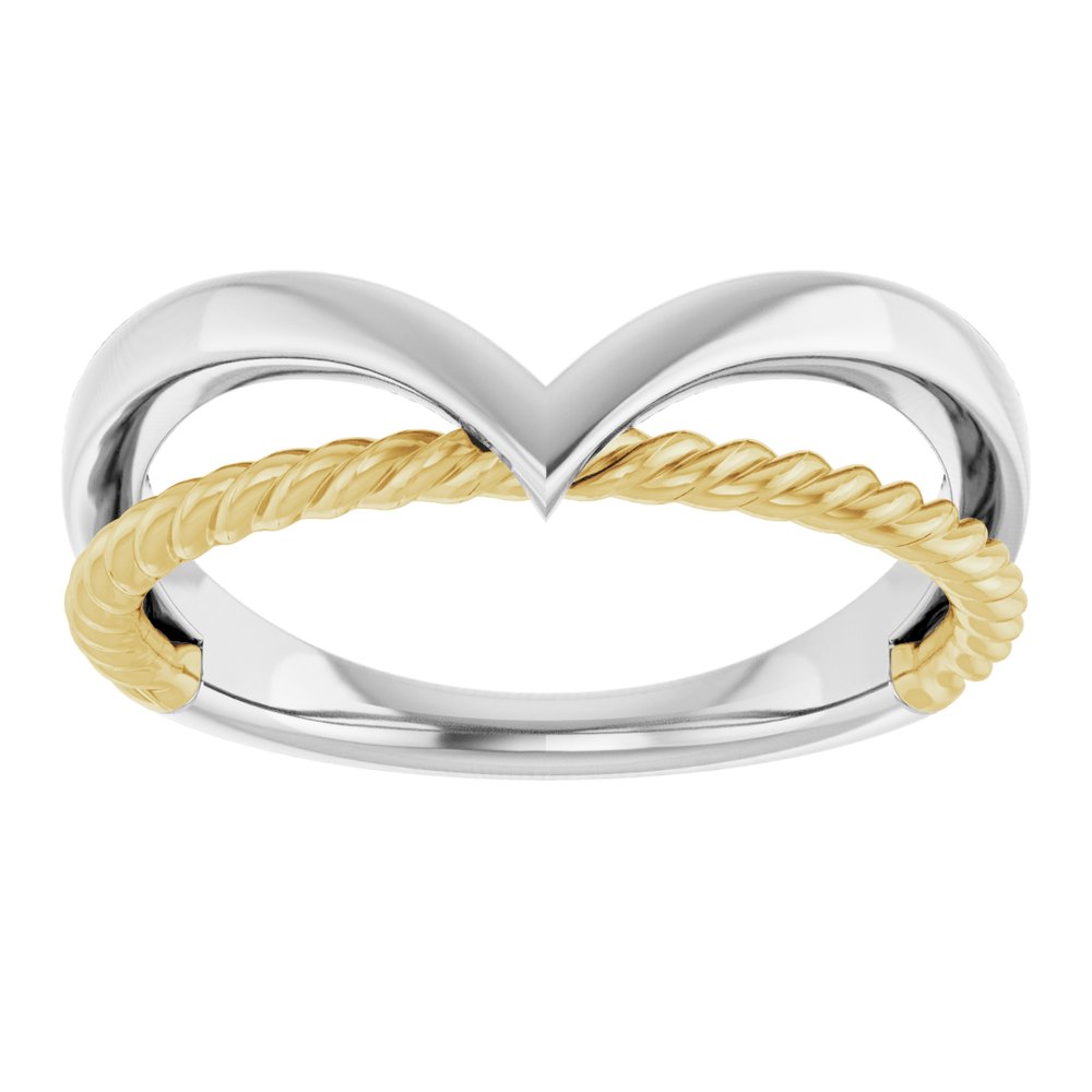 14K White & Yellow Negative Space Rope Ring