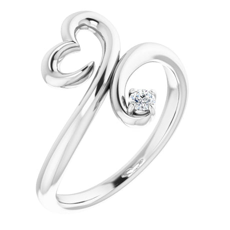 14K White Gold .06 CTW Natural Diamond Heart Ring