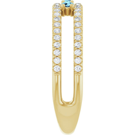 14K Yellow Gold Natural Aquamarine & 1/4 CTW Natural Diamond Ring