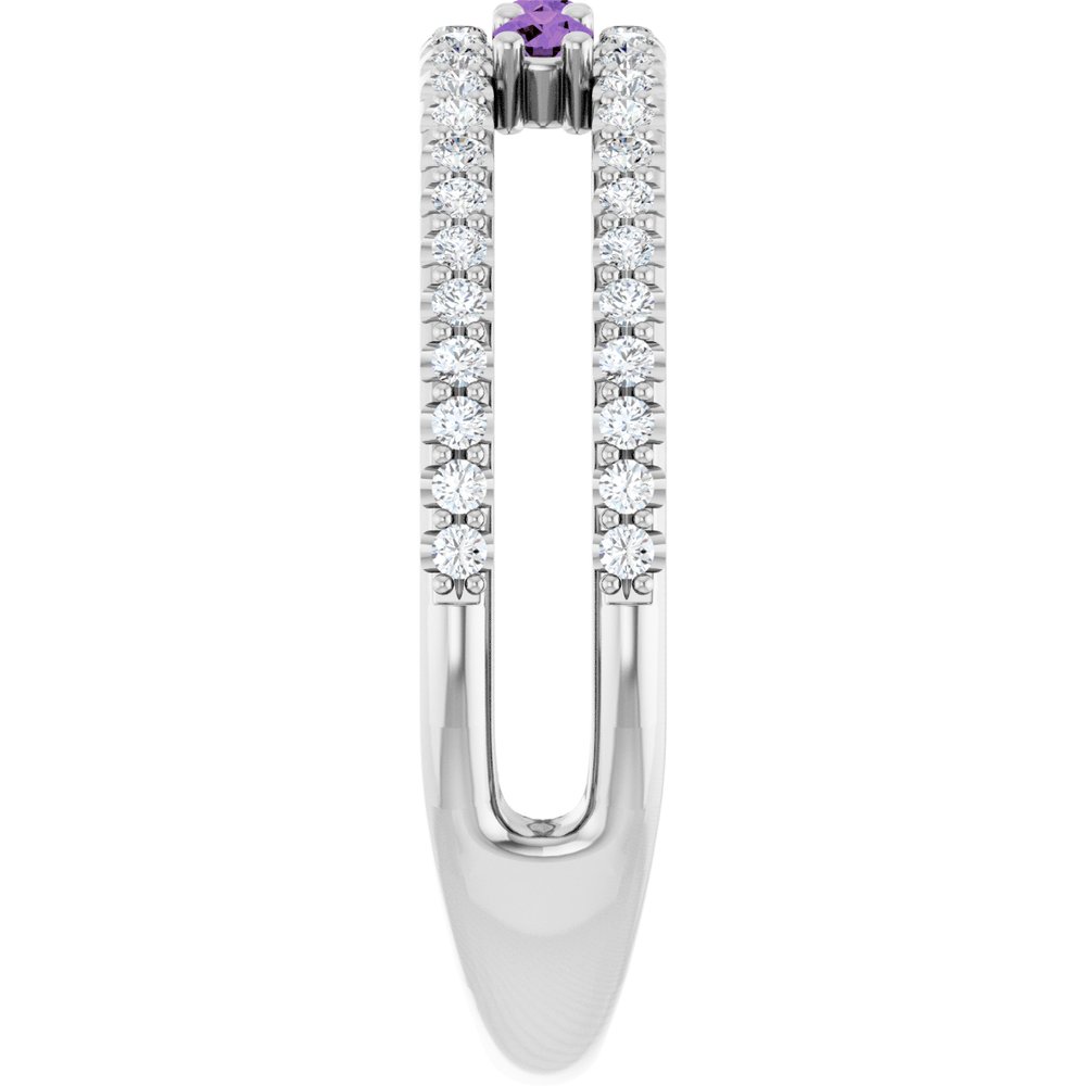 14K White Natural Amethyst & 1/4 CTW Natural Diamond Ring