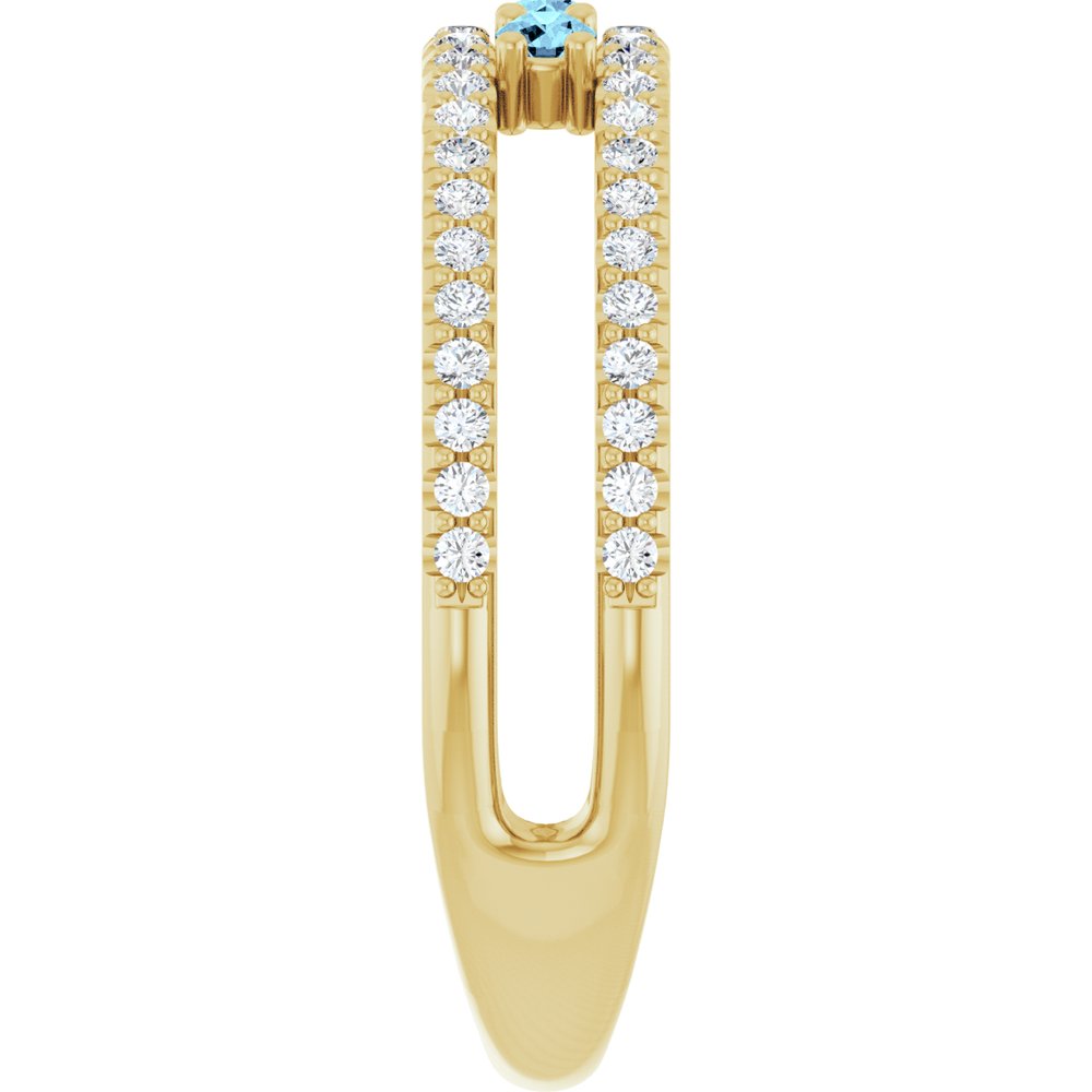 14K Yellow Gold Natural Aquamarine & 1/4 CTW Natural Diamond Ring