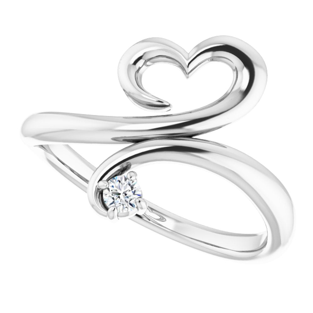 14K White .06 CTW Natural Diamond Heart Ring