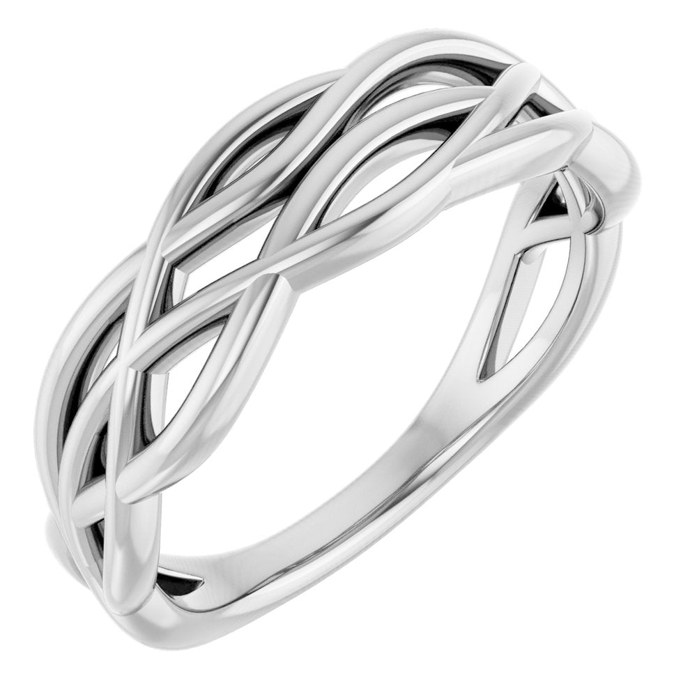 14K White Criss-Cross Ring