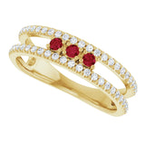 14K Yellow Natural Ruby & 1/4 CTW Natural Diamond Ring