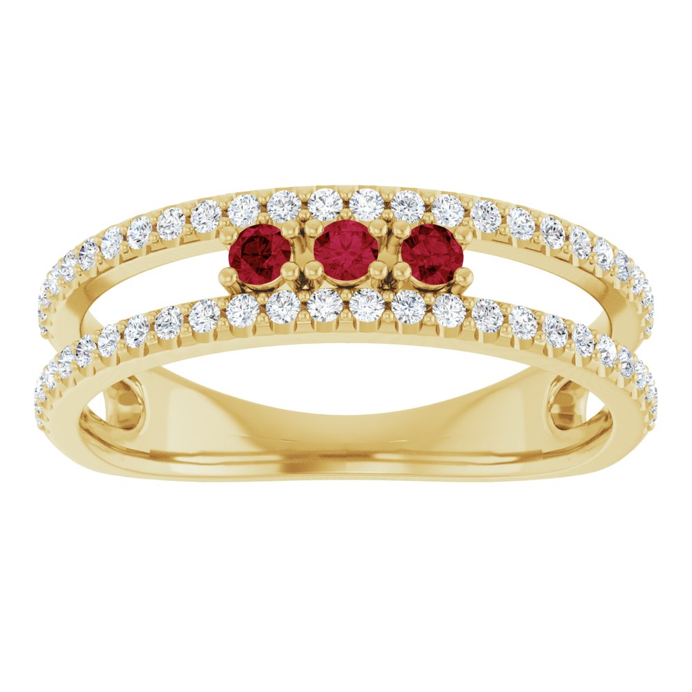 14K Yellow Natural Ruby & 1/4 CTW Natural Diamond Ring