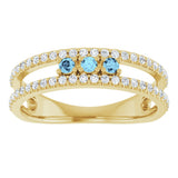 14K Yellow Gold Natural Aquamarine & 1/4 CTW Natural Diamond Ring