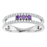 14K White Gold Natural Amethyst & 1/4 CTW Natural Diamond Ring