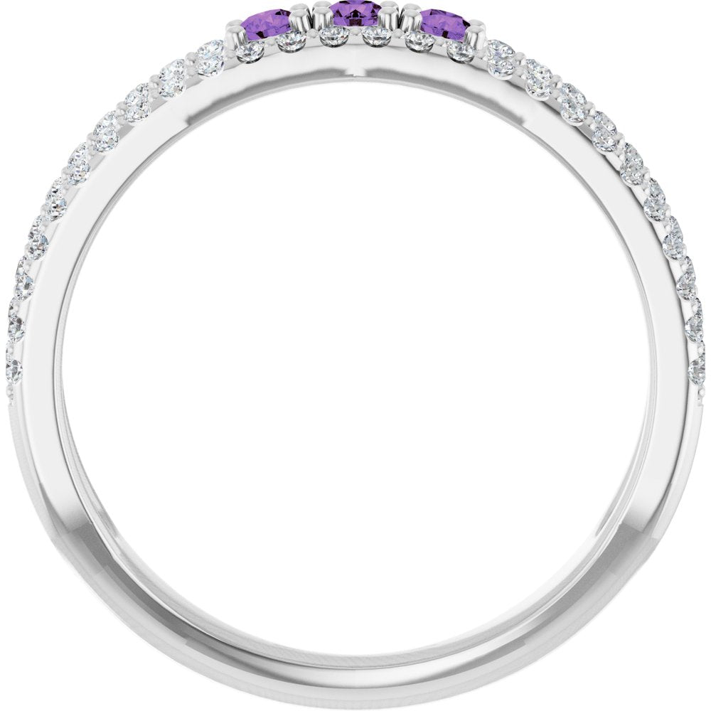 14K White Gold Natural Amethyst & 1/4 CTW Natural Diamond Ring