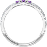 14K White Natural Amethyst & 1/4 CTW Natural Diamond Ring