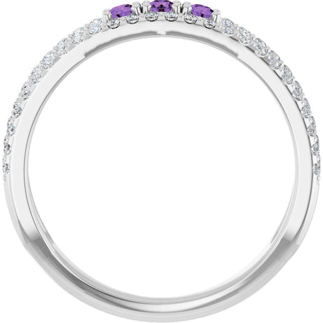 14K White Gold Natural Amethyst & 1/4 CTW Natural Diamond Ring