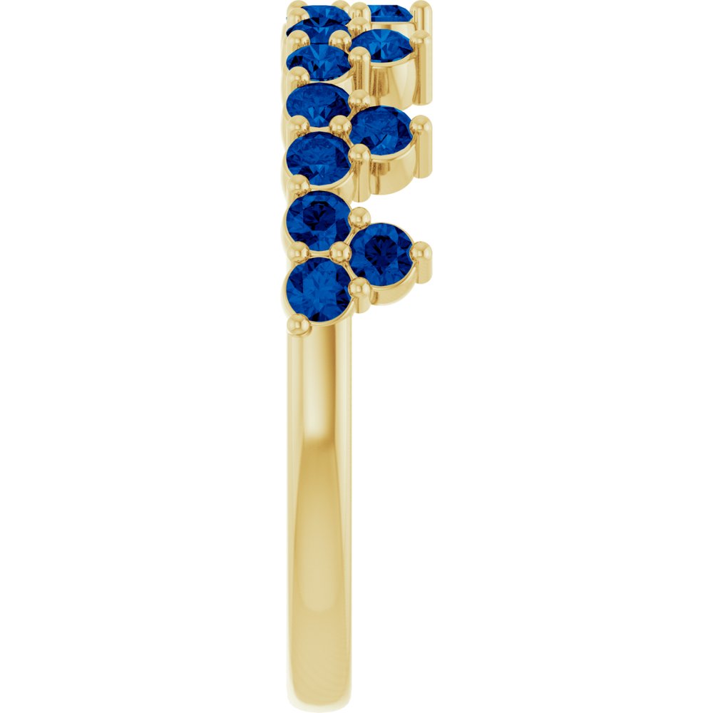 14K Yellow Gold Natural Blue Sapphire Crown Ring