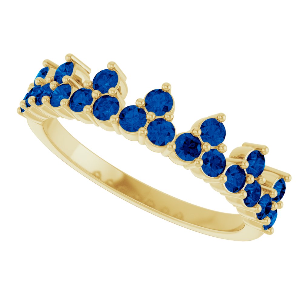 14K Yellow Natural Blue Sapphire Crown Ring