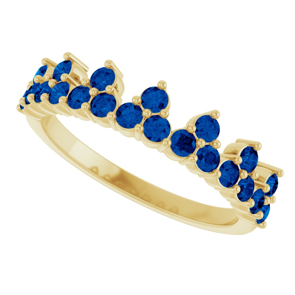 14K Yellow Gold Natural Blue Sapphire Crown Ring