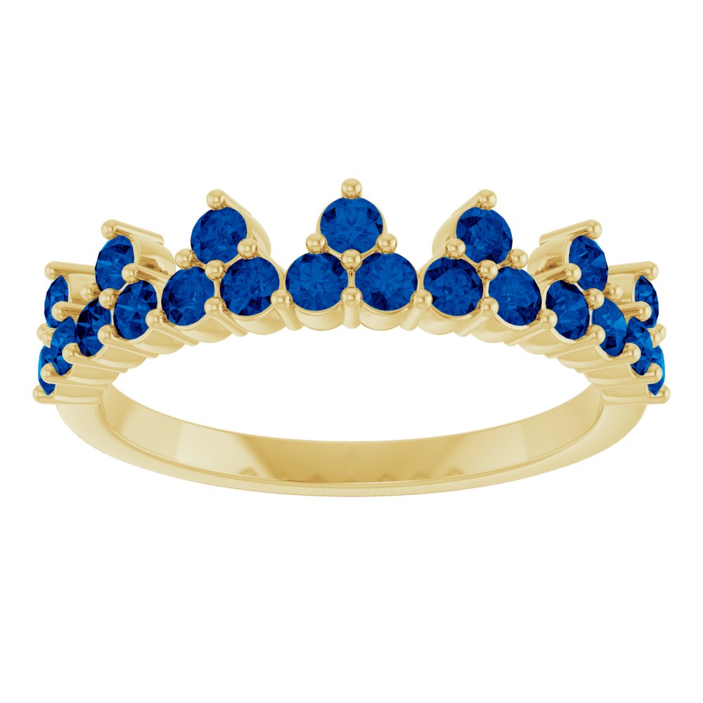 14K Yellow Gold Natural Blue Sapphire Crown Ring