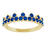 14K Yellow Gold Natural Blue Sapphire Crown Ring