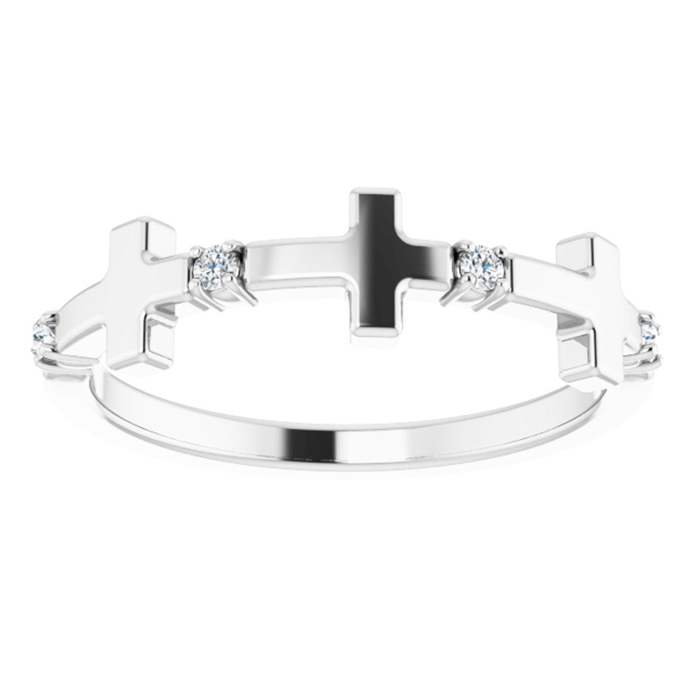 Sterling Silver .05 CTW Natural Diamond Cross Ring  
