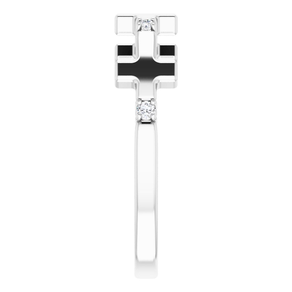 Sterling Silver .05 CTW Natural Diamond Cross Ring  