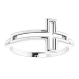 14K White Cross Ring