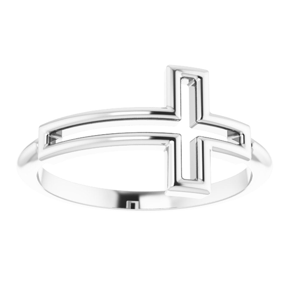 14K White Cross Ring