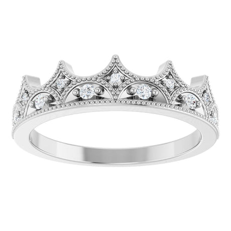 Sterling Silver 1/10 CTW Natural Diamond Crown Ring