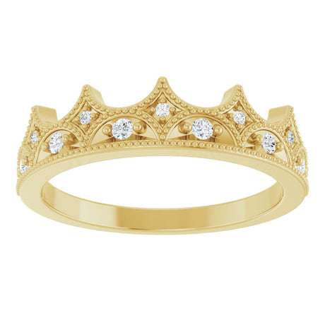 14K Yellow 1/10 CTW Natural Diamond Crown Ring