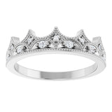 14K White 1/10 CTW Natural Diamond Crown Ring