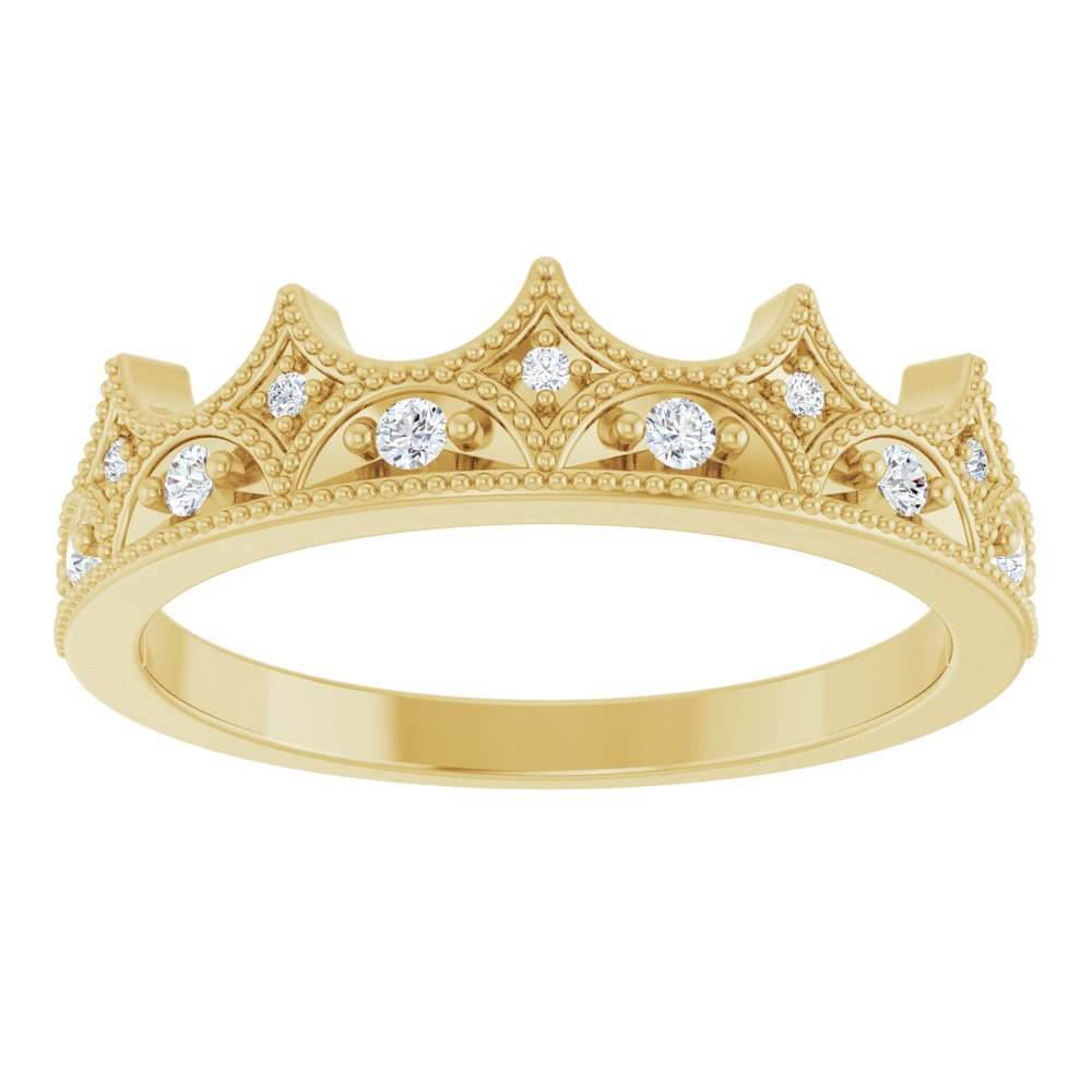 14K Yellow Gold 1/10 CTW Natural Diamond Crown Ring