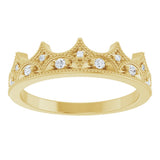 14K Yellow Gold 1/10 CTW Natural Diamond Crown Ring