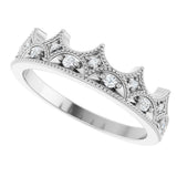 14K White Gold 1/10 CTW Natural Diamond Crown Ring