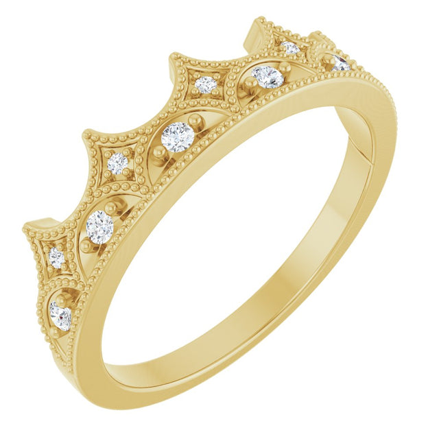 14K Yellow 1/10 CTW Natural Diamond Crown Ring