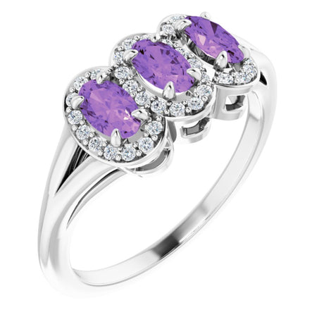 Sterling Silver Natural Amethyst & 1/6 CTW Natural Diamond Ring