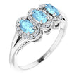 14K White Natural Aquamarine & 1/6 CTW Natural Diamond Ring