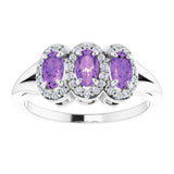 Sterling Silver Natural Amethyst & 1/6 CTW Natural Diamond Ring