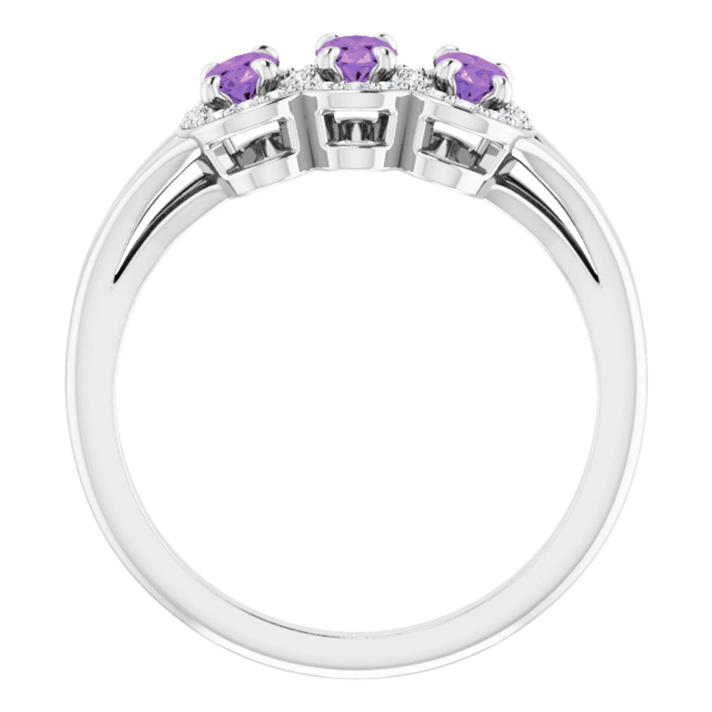 Sterling Silver Natural Amethyst & 1/6 CTW Natural Diamond Ring