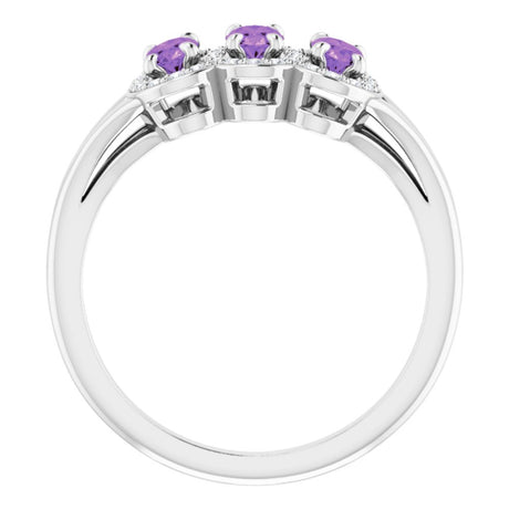 Sterling Silver Natural Amethyst & 1/6 CTW Natural Diamond Ring