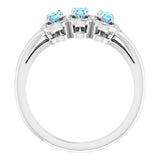 14K White Natural Aquamarine & 1/6 CTW Natural Diamond Ring