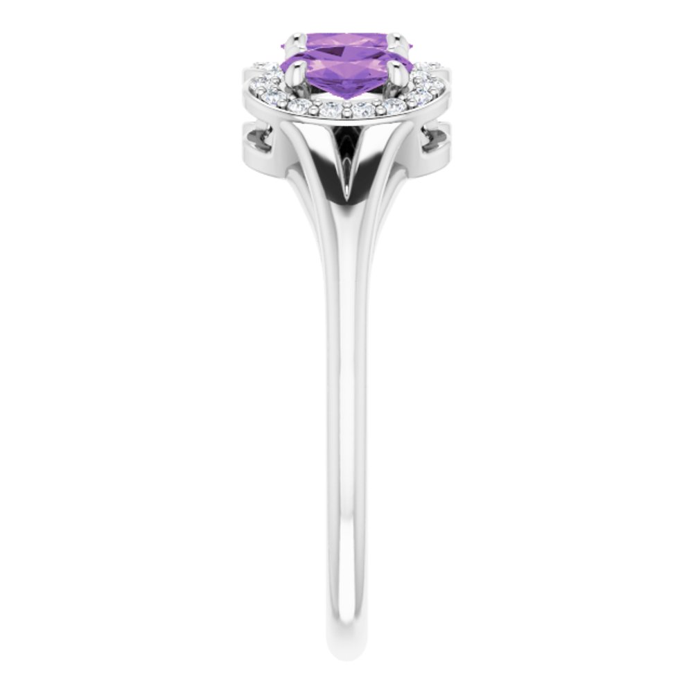 Sterling Silver Natural Amethyst & 1/6 CTW Natural Diamond Ring