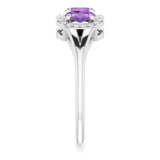 Sterling Silver Natural Amethyst & 1/6 CTW Natural Diamond Ring