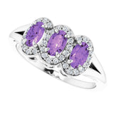 Sterling Silver Natural Amethyst & 1/6 CTW Natural Diamond Ring