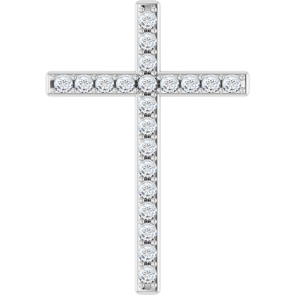 14K White Gold 5/8 CTW Natural Diamond Cross Pendant