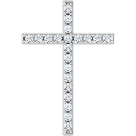 14K White Gold 5/8 CTW Natural Diamond Cross Pendant